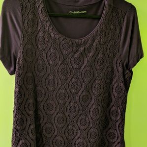 Petite Croft & Barrow Lace Trim Tee